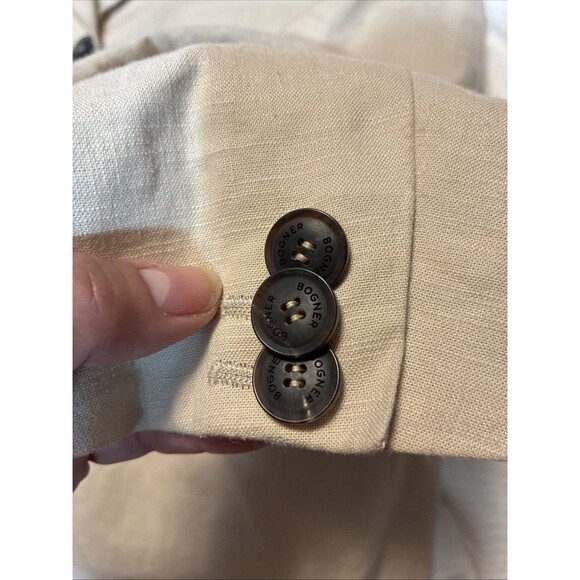 Bogner Women's Tan Blazer Jacket Size 12 Cotton Linen Blend Lined - Picture 6 of 12